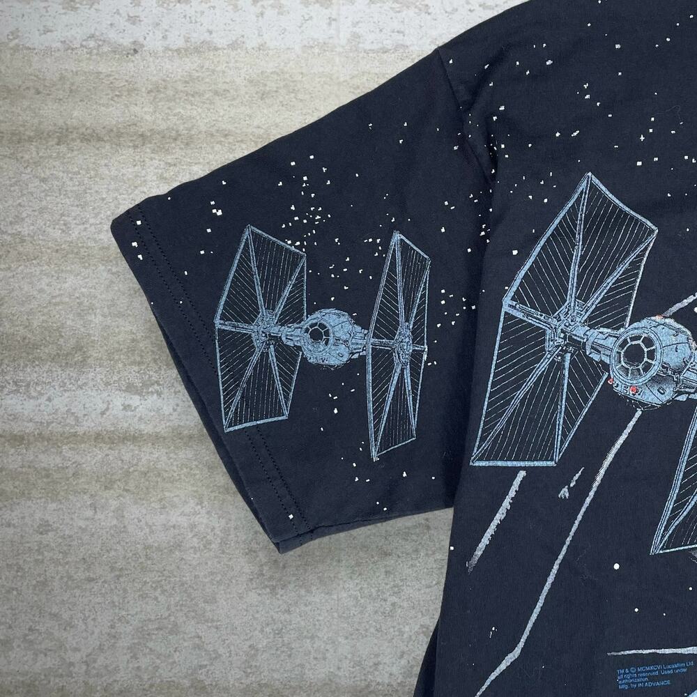 Vintage 90s Darth Vader Shirt Mens XL  Jet Black All Over Print Cotton Tultex - Picture 3 of 4